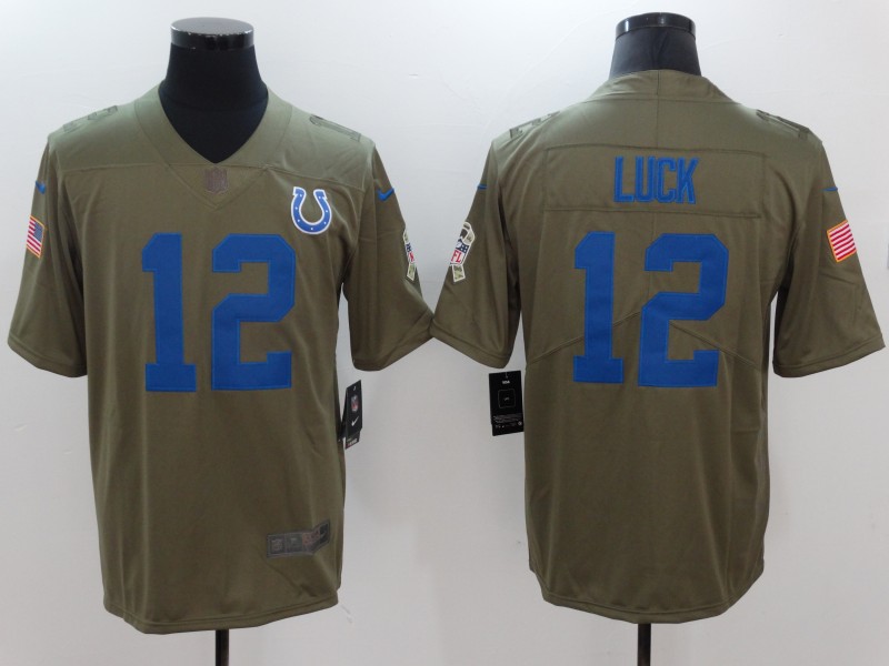 Men Indianapolis Colts #12 Luck Nike Olive Salute To Service Limited NFL Jerseys